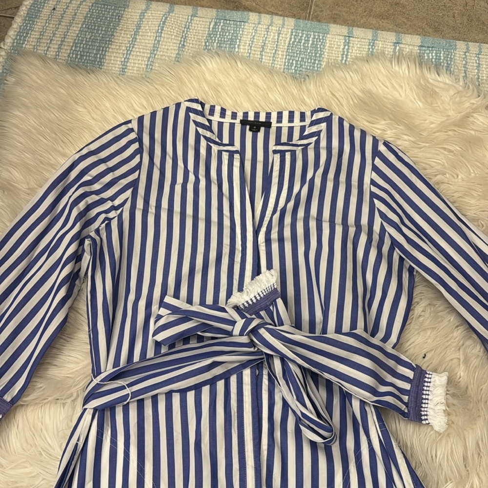 J.Crew Purple and White Striped Dress with Belt - Picture 2 of 8